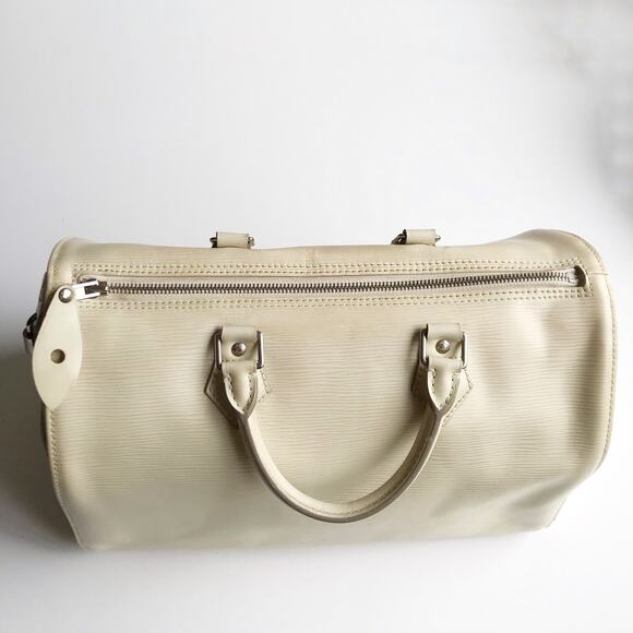 Louis Vuitton Speedy 30 Epi Leather Boston Bag Double Handle Satchel Purse Ivory - Picture 14 of 16